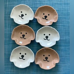 Set of 6 Dog Face Ceramic Dishes
